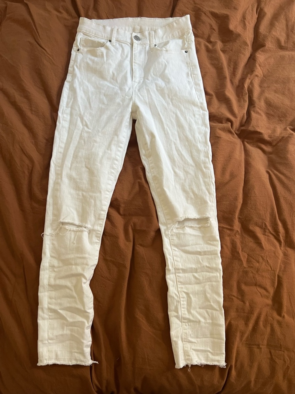 BDG White High-Rise Slim Distressed Jeans